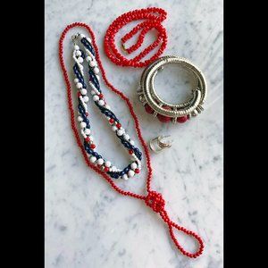 Vintage 5-Pc. Jewelry Lot in Patriotic Red, White & Blue